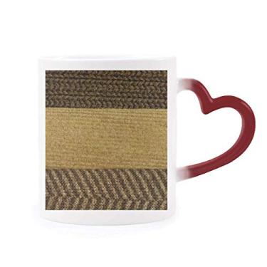 Imagem de Tecido linho, barra tripla, marrom, abstrato, sensível ao calor, caneca vermelha que muda de cor