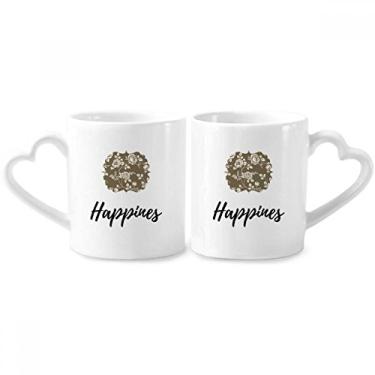 Imagem de Conjunto de canecas de porcelana para casal de flores com desenho de rosas