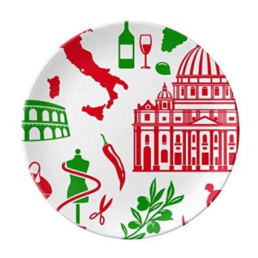 Imagem de Bandeira da Itália Prato de Teatro Romano Decorativo de Porcelana Salver Prato de jantar