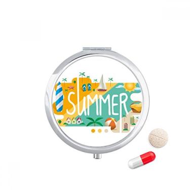 Imagem de Caixa de comprimidos com ilustração de verão, caixa de armazenamento de medicamentos, dispensador de contêiner