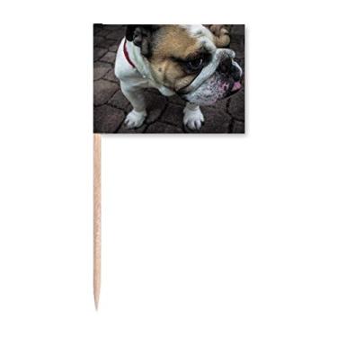 Imagem de Bulldog - Imagens de fotografia de animais de estimação com bandeiras de palito de dentes, enfeite de festa