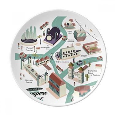 Imagem de Prato de viagem de Singapura, Prato decorativo de porcelana Salver, Prato de jantar
