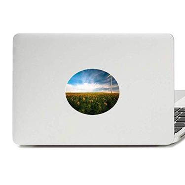 Imagem de Adesivo de vinil com estampa de girassóis nuvens céu azul decalque para notebook