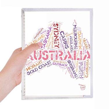 Imagem de Mapa de sabores da Austrália, ilustração de pontos cênicos, caderno, diário de folhas soltas recarregável, papelaria