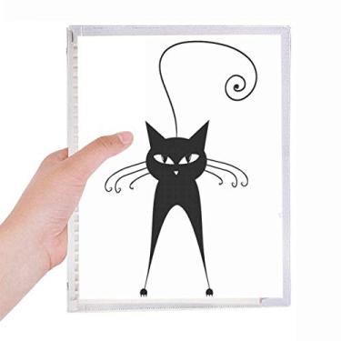 Imagem de Caderno fofo preto para amantes de animais de estimação com desenho de animais e folhas soltas diário recarregável