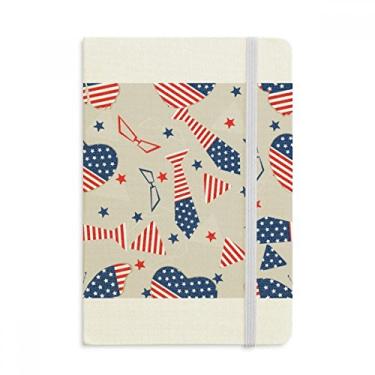 Imagem de Caderno com a bandeira dos EUA com estampa de estrela de vidro, capa dura em tecido oficial