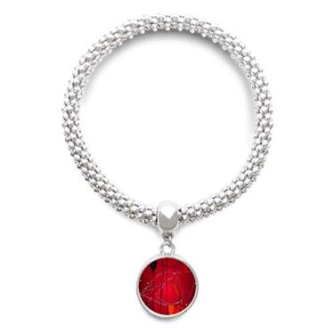 Imagem de DIYthinker Pulseira de prata de milho com pintura de arte abstrata de flores vermelhas com pingente de corrente ajustável