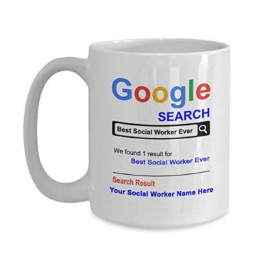 Imagem de SpreadPassion Caneca de café personalizada de assistente social – Presentes para assistente social – Caneca personalizada de assistente social – de aniversário de assistente social – Copo de café de 445 ml