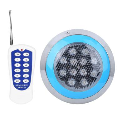 Imagem de Fockety Luzes LED submersíveis com controle remoto de 1,5 m, RGB 12 LED 12 W AC12 V mudança de cor à prova d'água luzes subaquáticas para piscina suporta instalação subaquática para lagoas no chão piscina banheira de hidromassagem