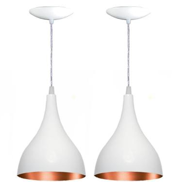 Imagem de Kit 02 Lustres Pendente Gota Em Alumínio - Branca E Cobre