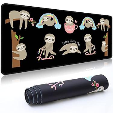 Imagem de Desk Mat,Large Mouse Pad 35''×15.6''×0.12'' XXL Extended Gaming Mouse Pad Mat with Non-Slip Base Stitched Eges Mousepad for Computer,Office,Keyboard and Laptop - Sloths