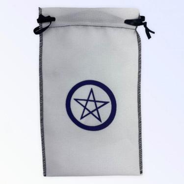Imagem de Estojo Para Cartas Pentagrama Branco Em Tecido 22x14 Cm