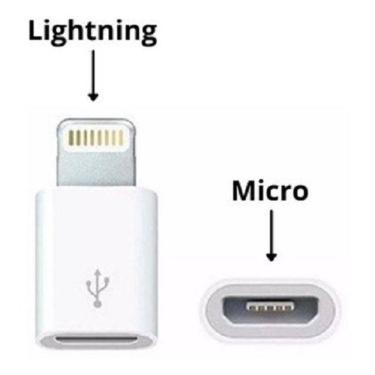 Imagem de Adaptador Lightning Ios Macho Para Micro Usb V8 Fêmea Vd Celular