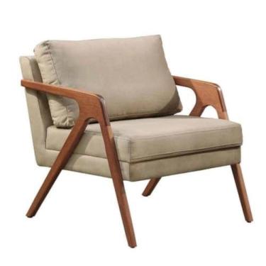 Imagem de Poltrona Decorativa Mona Luxo Premium Base Em Madeira Maciça