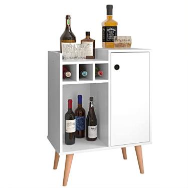 Imagem de Aparador Com Adega Bar Retrô Pequeno Porta Bebidas Moderno Nala (Branco)
