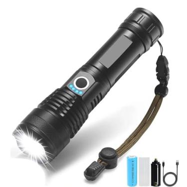 Imagem de Lanterna Tática T9 Militar Super Potente Led Recarregável USB com Zoom Longo Alcance para Trilhas Sitio Fazenda Vigilante