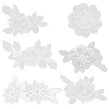 Imagem de NUOBESTY 18 Pcs Patch de renda jaqueta branca ficar em remendos flor de ferro em patches jeans patch floral remendo de ponto as flores aplique decorações fragmento roupas pano branco