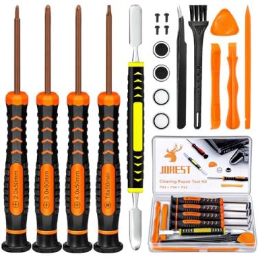 Imagem de Kit de reparo para PS3 PS4 PS5, Jorest 19 peças kit com chave de fenda PH00 PH0 PH1 e T9 Torx de segurança, barras de cabra, pinças, escova, tampas de aderência, parafusos, ferramenta de limpeza para controle e console PS3/4/5
