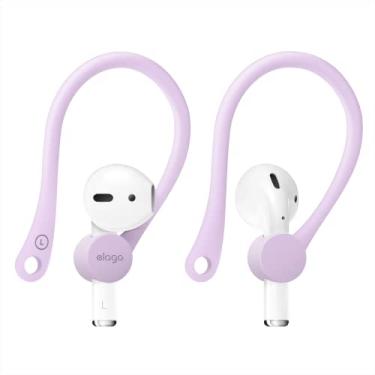 Imagem de elago Ganchos de ouvido compatível com AirPods Pro e 3, 2, 1, acessórios antiderrapantes, ajuste confortável, design ergonômico, construção de TPU durável, perfeito para exercícios [lavanda]