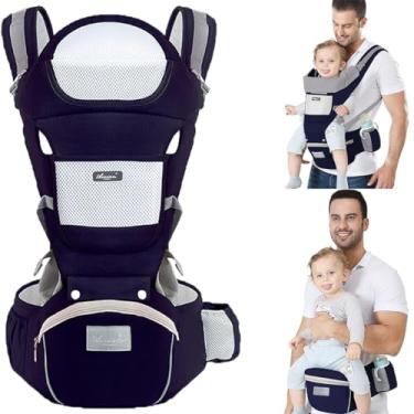 Imagem de Mochilas Canguru Portador Ergonômico Carregador De Bebê 3 Em 1 (Azul)