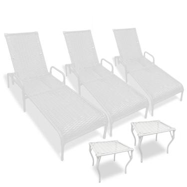 Imagem de Kit 3 Espreguiçadeiras para Piscina Catar + 2 mesas