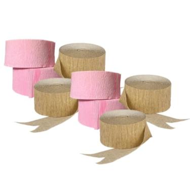 Imagem de Combinações de Transmissores de Papel de Crepe Metálico Dourado, 4 Rolls Pink + 4 Rolls Gold Metallic