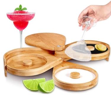Imagem de Harewu Caixa de tempero de coquetel de suco de bambu de 3 camadas, para coquetéis e mistura de Margarita, recipiente de sal e açúcar, caixa de temperos, ferramenta de barman para bar, festa de pub e recepção