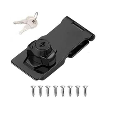 Imagem de Fechadura de ferrolho trava de segurança com chaves 7,6 cm, preta