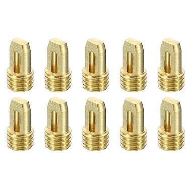 Imagem de PATIKIL Válvula de dedal de mangueira de carregamento de refrigerante de 9 mm, pacote com 10 kit de reparo de manifold de mangueiras para refrigerador de ar condicionado HVAC, tom de latão