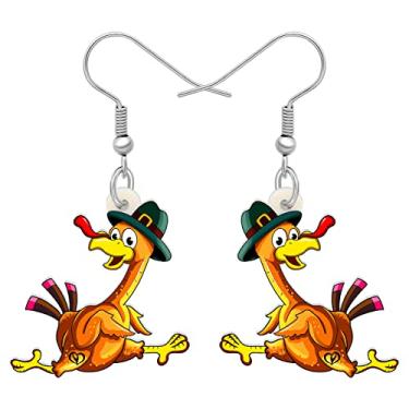 Imagem de BAMAY Brincos de peru assado de Natal de acrílico para o Dia de Ação de Graças com pingente de galinha, presente para mulheres e meninas, 23mm x 31mm, Acrílico, Sem pedra preciosa