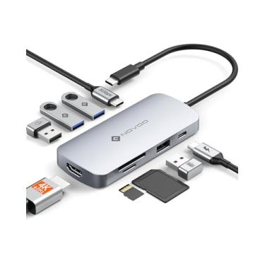 Imagem de Hub USB C, adaptador multiportas USB C 9 em 1 com HDMI 4K @60Hz, 5 portas USB, 100W PD, adaptador SD/TF USB C, adaptador USB C para HDMI, base USB C para MacBook Pro/Air, HP, DELL, Lenovo, ASUS