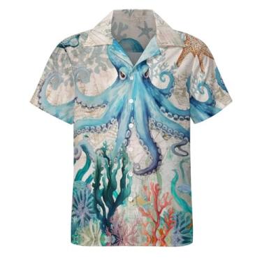 Imagem de LESOCUSTOM Camisas havaianas masculinas manga curta tropical praia camisa casual botões roupas de festa, Estilo 4, G