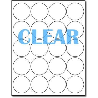 Imagem de Etiquetas transparentes para impressoras a laser – redondo de 5 cm – 10 folhas/200 etiquetas circulares