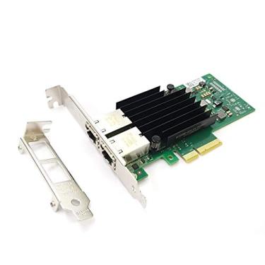 Imagem de HINYSENO Adaptador de servidor Ethernet de porta dupla 10GbE RJ-45 PCI-Express x 4 Gigabit Ethernet, placa controladora de interface de rede de porta dupla para chipset X550, compare com Intel X550-T2