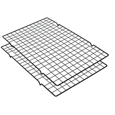 Imagem de VNIMTI Rack de resfriamento de 2 conjuntos, rack de arame de resfriamento de biscoito para cozinhar, assar, assar, grelhar, secar, grelha segura para forno, grade quadrada grande de 40,64 cm x 25,4 cm