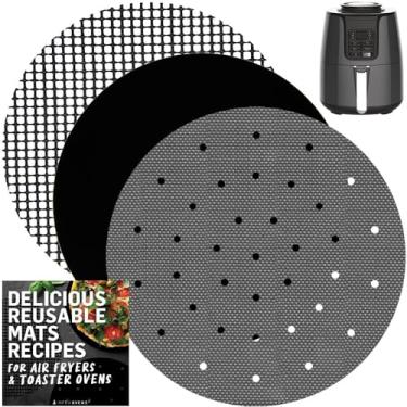 Imagem de INFRAOVENS Forros redondos reutilizáveis para Ninja AF101 4QT AF161 AF150 5,5 QT Max XL, Instant Pot Duo Crisp 4 qt de substituição de papel pergaminho, acessórios grandes para airfryer