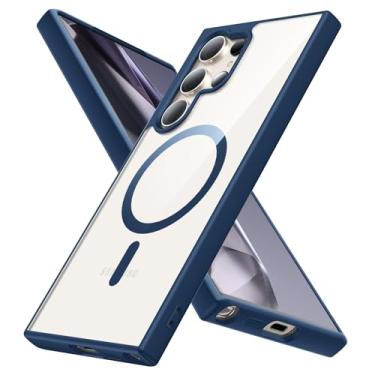 Imagem de YSLBWLE Capa magnética para Galaxy S23 Ultra, [compatível com Magsafe], [proteção contra quedas de grau militar de 3 metros] Capa protetora fina translúcida fosca, TPU + PC, capa protetora de luxo