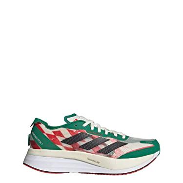 Imagem de adidas Tênis de corrida masculino Adizero Boston 11, branco, tamanho 46, Branco giz/preto central/verde ousado, 45