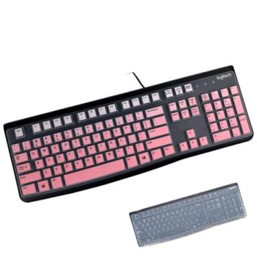 Imagem de Capa de teclado 2 peças para teclado Logitech MK120 K120 com fio película protetora ultrafina Layout-OmbrePinkClear