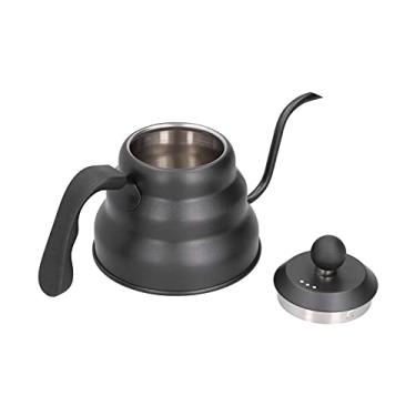 Imagem de Bule de café, Bule de chá de Aço Inoxidável Ptfe Chaleira de café Bico de Pescoço de Ganso Despeje sobre Cafeteira Chaleira de Gotejamento Preto (1L)