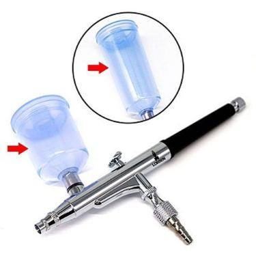 Imagem de Caneta Aerógrafo Dupla Ação Lorben Profissional 0,35mm Metálico 2 Cubas 20cc e 40cc Pintura Modelismo