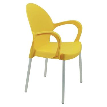 Imagem de Cadeira Tramontina Grace Empilhável Amarelo Em Polipropileno Pés Alumínio