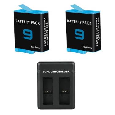 Imagem de Kit com 2 Bateria e Carregador Duplo para GoPro HERO9 HERO10 HERO11 e HERO12 Black