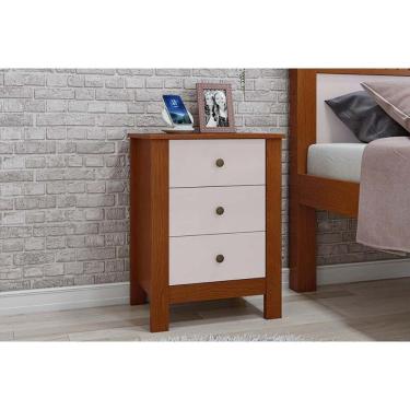 Imagem de Mesa Cabeceira Casal Maggiore c/ 3 Gavetas Frassino/Off White - Lopas