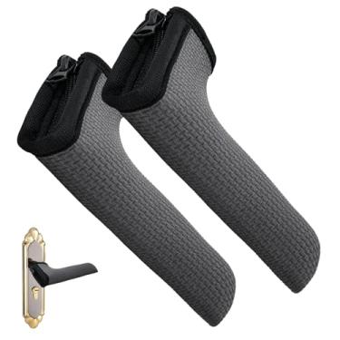 Imagem de Homakover Capas de maçaneta de porta, capas de maçaneta para mãos antiescaldantes de verão e mãos anticongelantes de inverno, protetor de maçaneta de porta, feito de neoprene de 2 mm (2 peças cinza)
