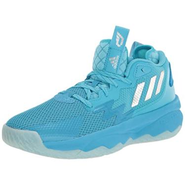 Imagem de adidas Tênis de basquete unissex Dame 8, Sinal ciano/prata metálico/ciano choque, 5.5 Women/5.5 Men