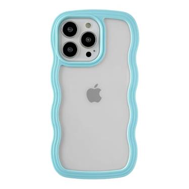 Imagem de Caseative Capa para iPhone 13 Pro, linda capa de celular macia à prova de choque com moldura ondulada (azul)