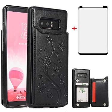 Imagem de Capa de telefone para Samsung Galaxy Note 8 com protetor de tela de vidro temperado e suporte de cartão carteira com suporte flip acessórios de celular de couro Glaxay Note8 Not S8 Galaxies Gaxaly