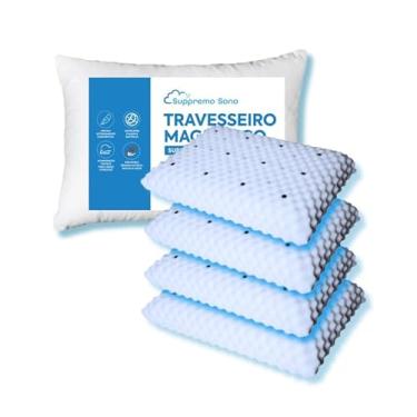 Imagem de Kit 4 Travesseiros Ortopedico Magnetico com Infra Vermelho Longo Anti Ronco Alivia Dor, Suppremo Sono