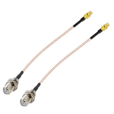 Imagem de DHT Electronics 2 peças de montagem de cabo coaxial RF MCX macho para F fêmea 15 cm